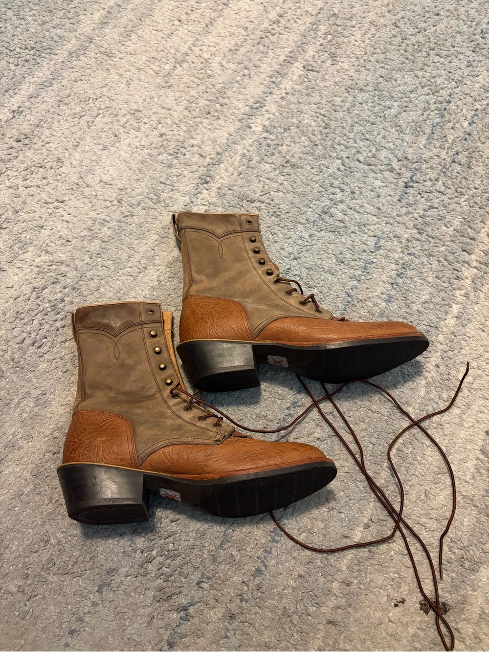 Twisted X Men’s Leather Packer Western Work Boots Size 13 D Brown Lace Up MPK000